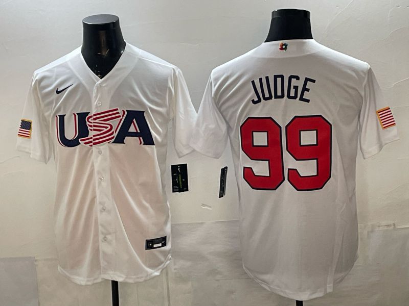 Men 2026 World Cub USA #99 Judge white Nike MLB Jersey style 01